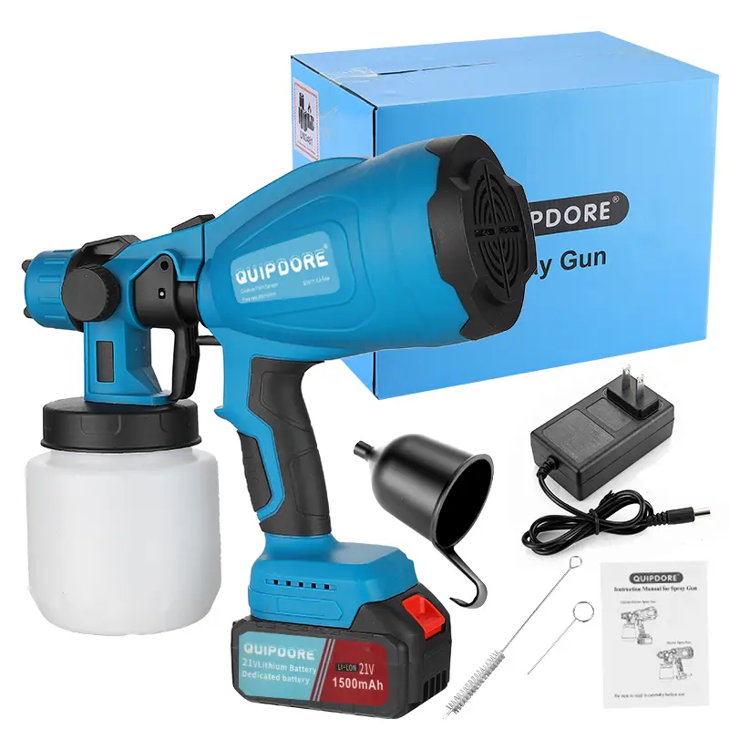 ⭐Máquina de pintura en aerosol inalámbrica con pistola pulverizadora eléctrica alimentada por batería de 21 V, equipada con un motor de cobre puro, boquilla giratoria de 360° y diseño antirretorno.