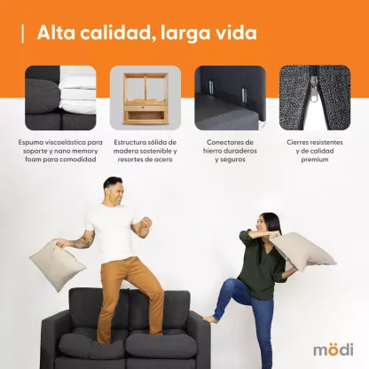 Sala Seccional Modular Esquinera 6 Plazas + Otoman | Moderna