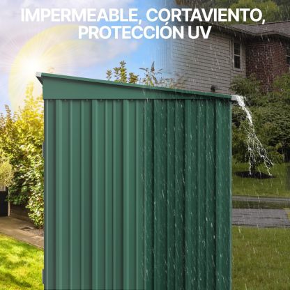 BRO A SIS Caseta de jardín metálica, 2 Puertas con Cerradura, ventilada, para Guardar Herramientas y Suministros. (Verde)