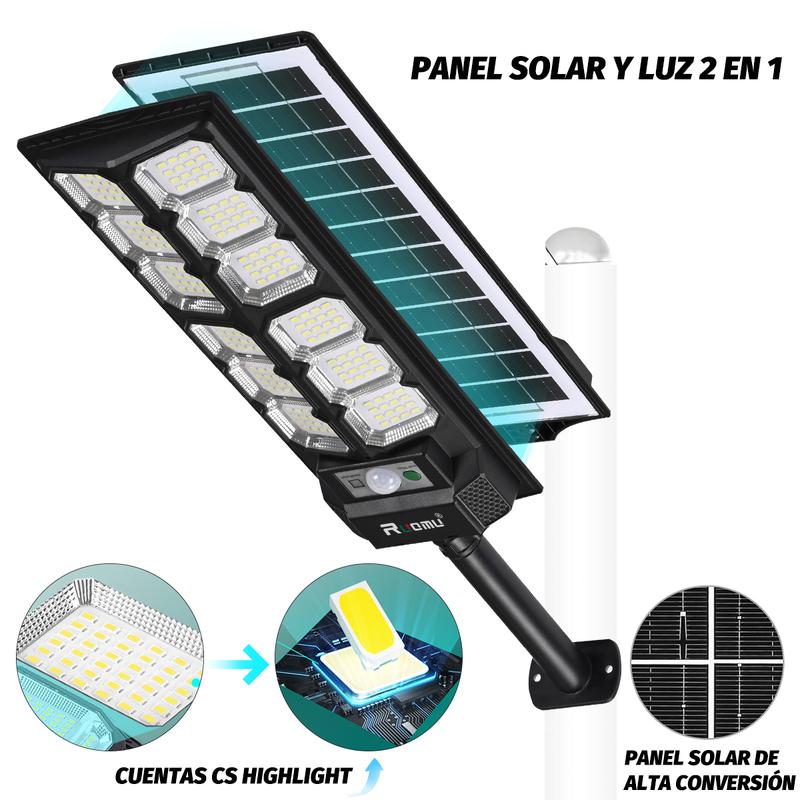 😱Stock limitado - ¡Compra 1 y llévate otra GRATIS!🎁 Farolas solares DEEPN 9000W IP67 superbrillantes, 650000 lúmenes, lámpara LED de bajo consumo, sensor de movimiento del anochecer al amanecer, control remoto, 3 modos de iluminación, iluminación e