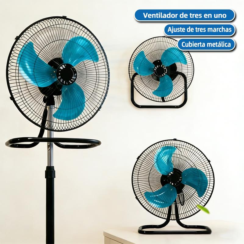 Ventilador de Pie 3 en 1 18\" con Oscilación 180°, 3 Velocidades, Motor Silencioso, Rejilla de Protección, Base Ajustable y Estable para Interior, Ahorrador de Energía, Control Mecánico, Ideal para Casa, Dormitorio y Oficina