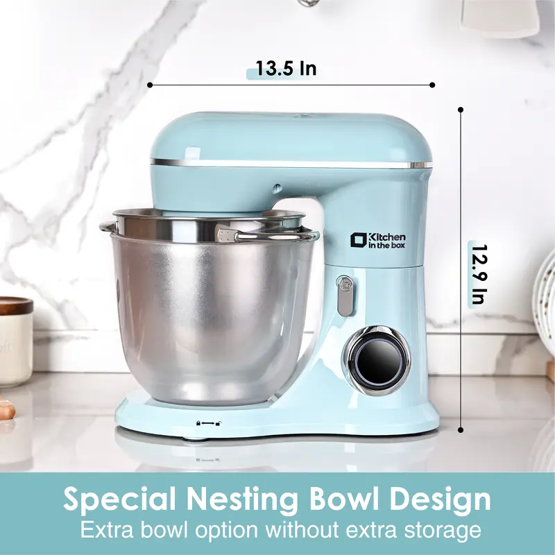 Batidora de pie, batidora eléctrica de cocina de 10 velocidades con cabezal inclinable y tazón de acero inoxidable; batidora para masas y repostería (pan, pasteles y galletas); regalo para la cocina.