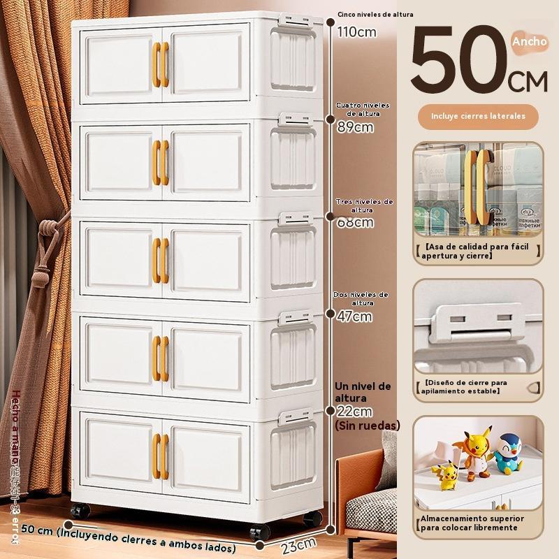 Gabinete de exhibición plegable de doble puerta en oferta, gabinete de almacenamiento de ropa para el hogar, organizador de caja, armario de almacenamiento de juguetes y snacks