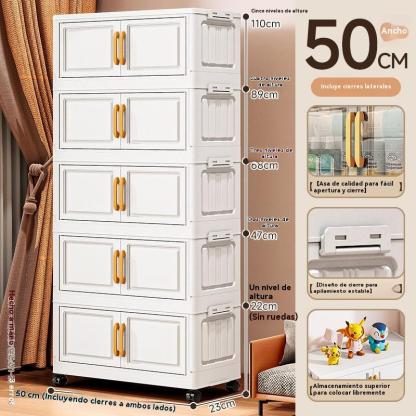 Gabinete de exhibición plegable de doble puerta en oferta, gabinete de almacenamiento de ropa para el hogar, organizador de caja, armario de almacenamiento de juguetes y snacks