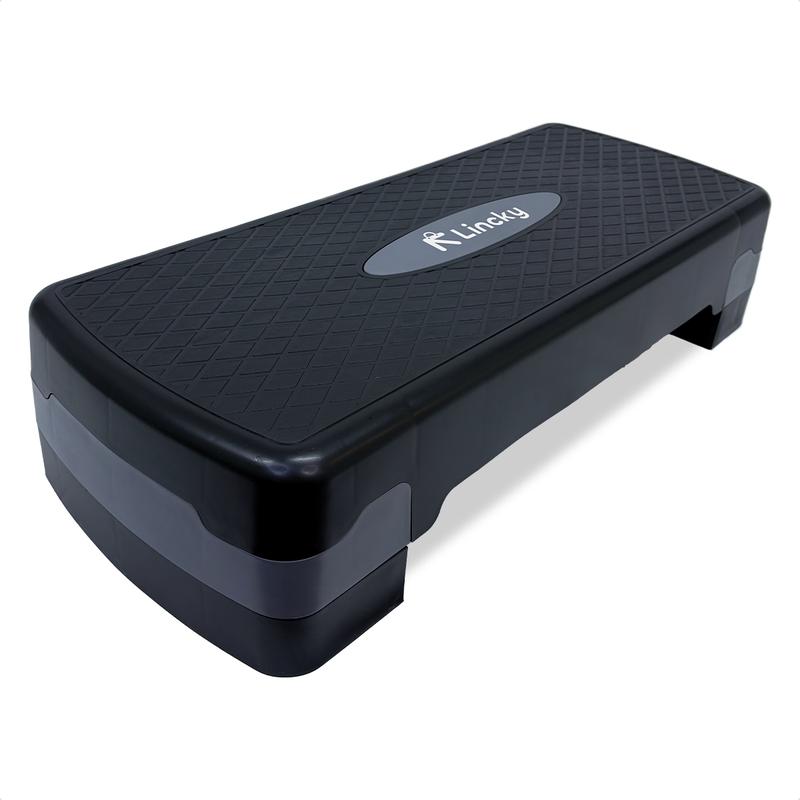 Lincky Step Banco Aerobics Fitness Crosfit Ajustable 9.5-15 cm Resistencia 300 kg Gomas Antiderrapantes Gris para Gimnasio y Hogar