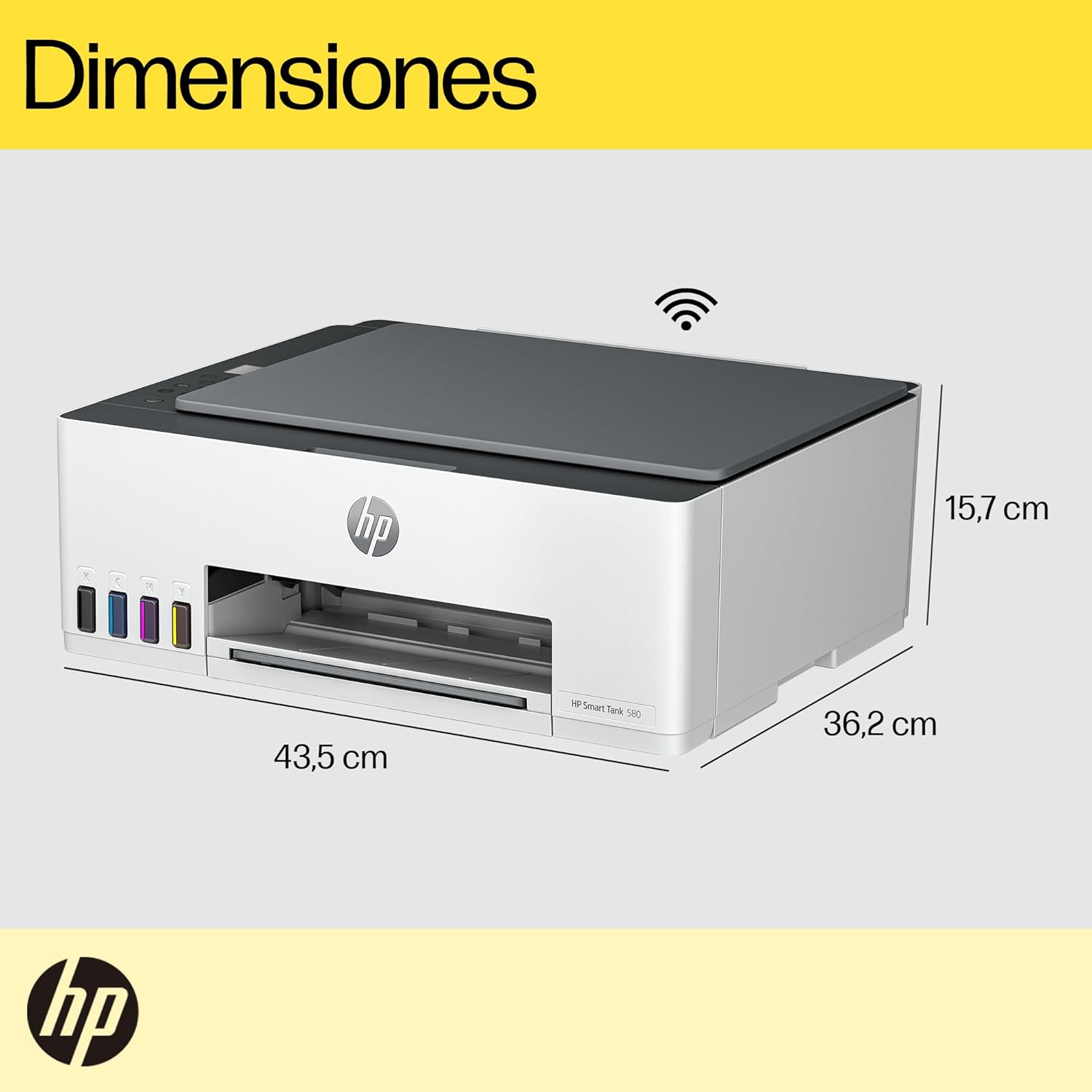 HP Impresora Multifuncional Smart Tank 580, Tinta Continua, Color, Wi-Fi, Dúplex (Doble Cara) Manual, Impresión Desde Smart App, 2 años de Garantía (1F3Y2A)