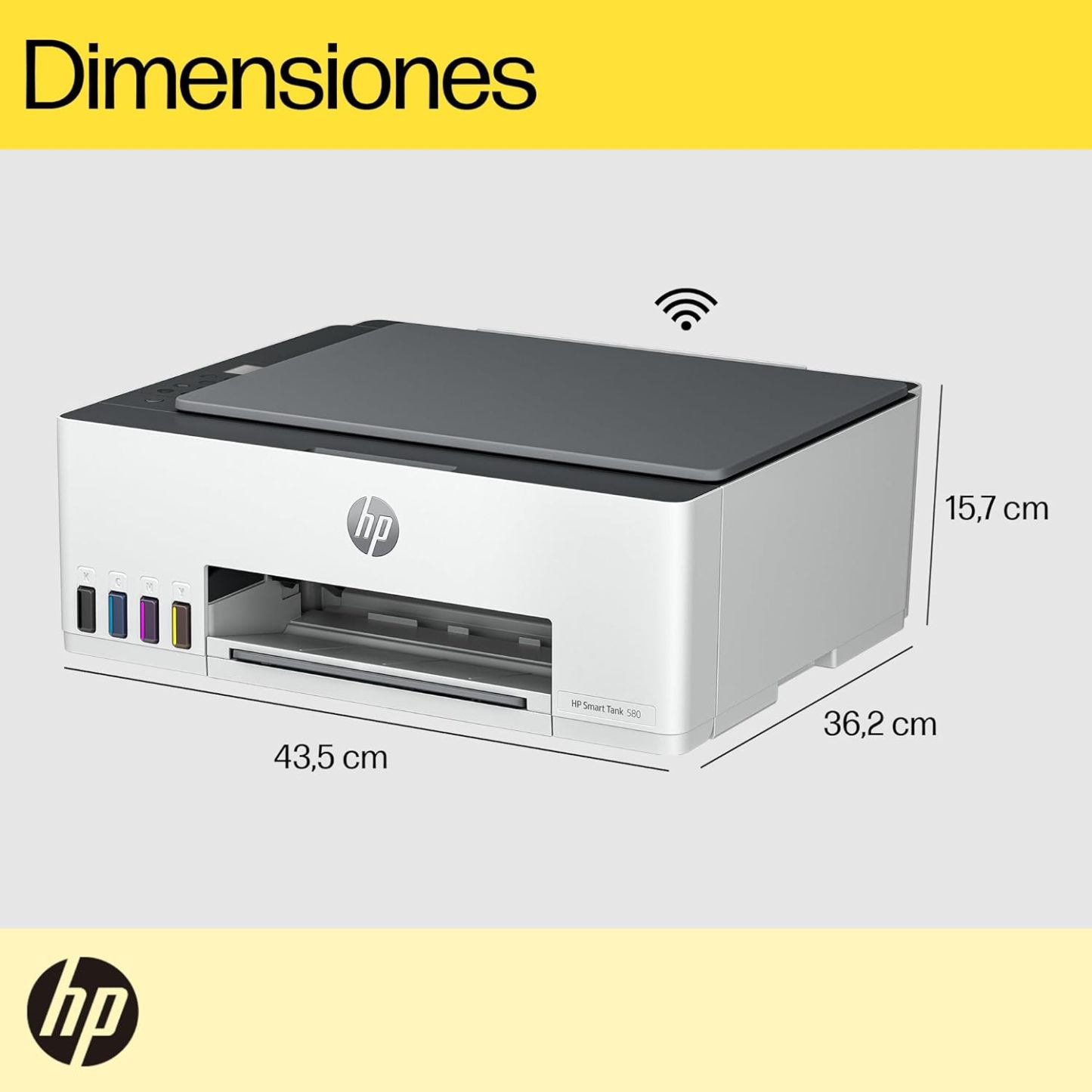 HP Impresora Multifuncional Smart Tank 580, Tinta Continua, Color, Wi-Fi, Dúplex (Doble Cara) Manual, Impresión Desde Smart App, 2 años de Garantía (1F3Y2A)