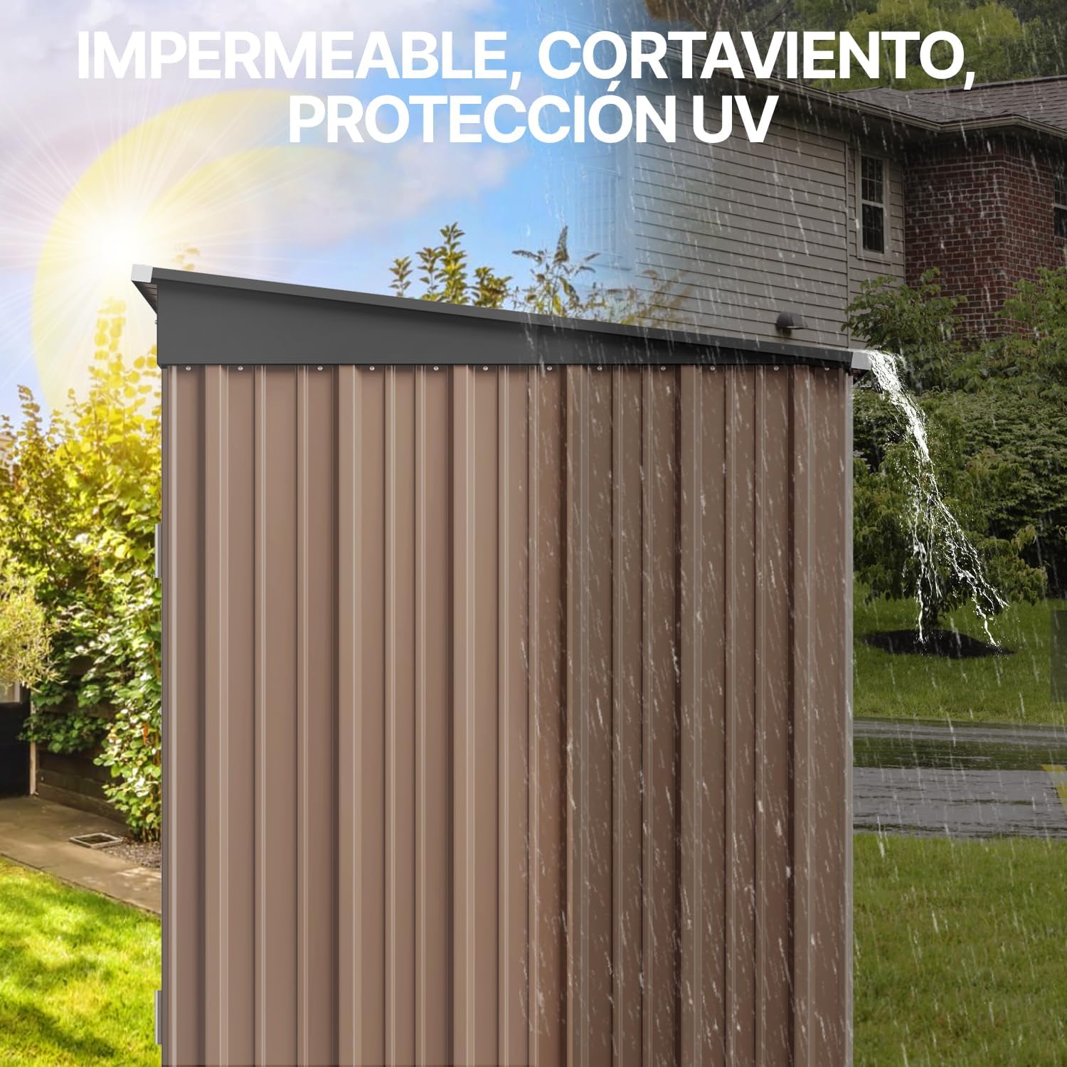 BRO A SIS Caseta de jardín metálica, 2 Puertas con Cerradura, ventilada, para Guardar Herramientas y Suministros. (Verde)