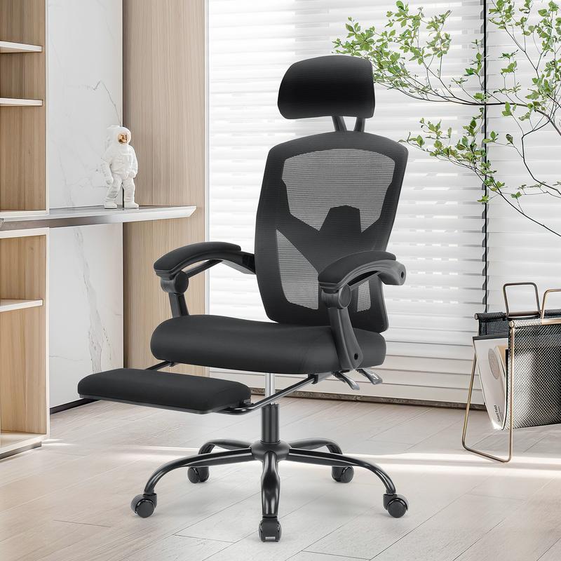 🔥Limited stock Only $29.9 today🎁Ergonomic Office Chair with Foot Rest and Adjustable Headrest, Mesh Swivel Rolling Task Chair