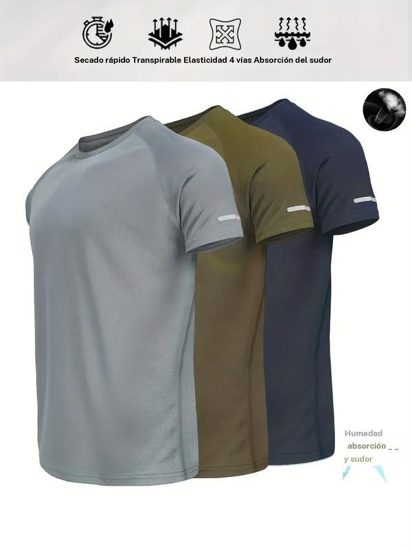Camiseta casual de manga corta para hombre con diseño reflectante; prenda superior transpirable ideal para el verano, running, gimnasio y entrenamiento deportivo; camiseta ajustada a rayas para uso diario y actividades al aire libre.