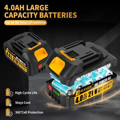 Pulidora orbital inalámbrica de 5 pulgadas, pulidora profesional sin escobillas de 21 V con 2 baterías de 4.0 Ah, pulidora orbital de autos inalámbrica con 6 velocidades, kit de pulido y