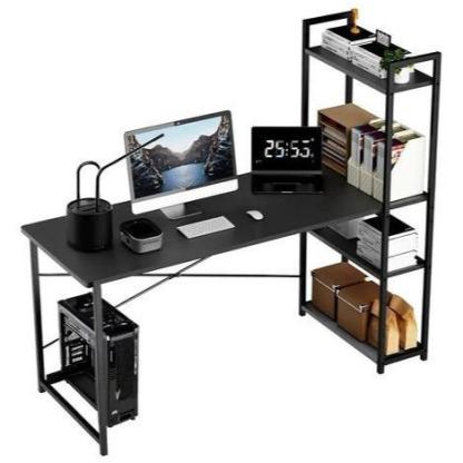 Heaimo Escritorios Minimalistas Para Computadora 100 Cm ×40 Cm × 100 Cm , Estructura Resistente De Metal, Con Repisas, Mesa Minimalista