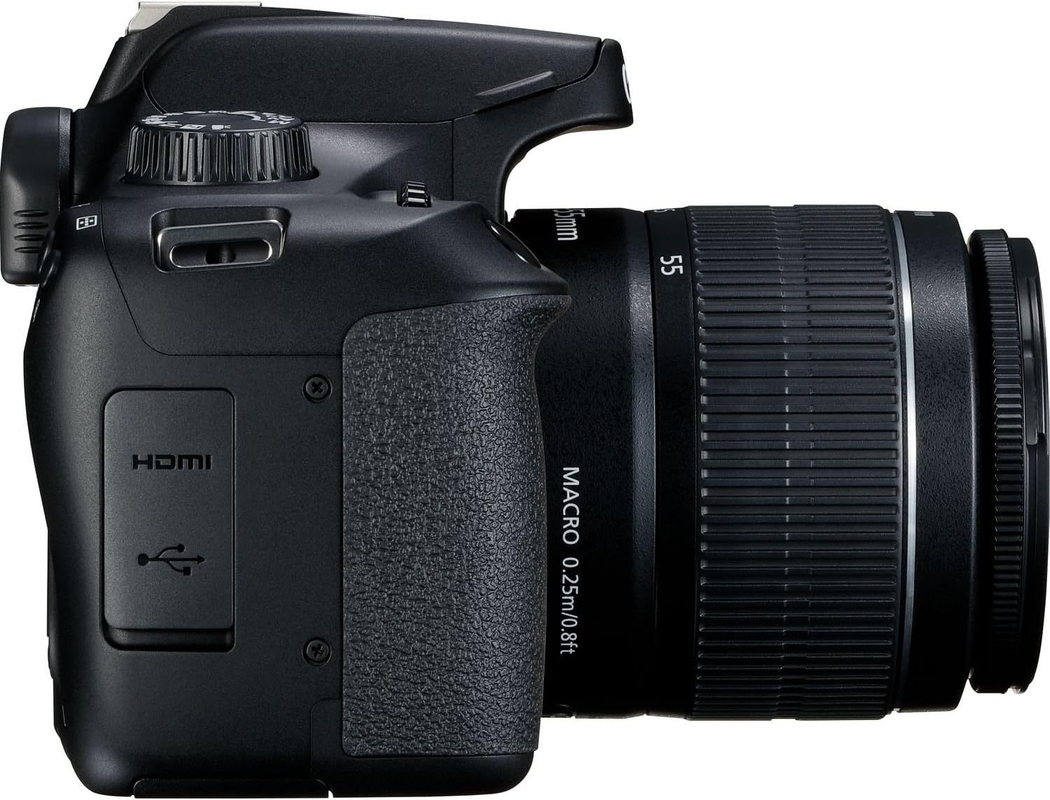 Cámara Canon EOS 4000D con Lente EF-S 18-55mm f/3.5-5.6 III y Accesorios Profesionales: Batería de Repuesto LPE10, Flash Esclavo, Bolsa Grande para Dispositivos en Negro