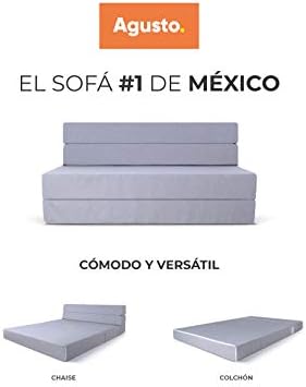 AGUSTO Sofá Cama Matrimonial Multifunción Colchon Plegable Futon Chaise Sillon Puff (Gris Claro)