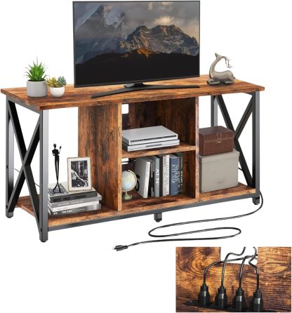 FABATO Mueble para TV 120 CM X 62 CM - Centro De Entretenimiento para TV de Madera - Regleta con 4 enchufes - Repisas Almacenamiento y colocación de Accesorios, Consolas o Decoración
