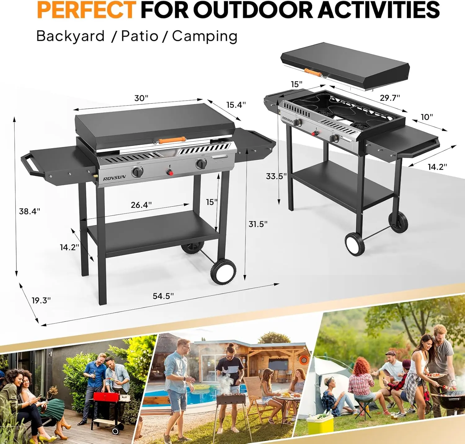 Estufa de gas propano para exteriores de 2/3 quemadores con plancha, encendido automático, regulador y estantes laterales; potente cocina con soporte de 150.000/225.000 BTU, ideal para cocinar en el patio trasero, elaboración casera de bebidas, envasado,