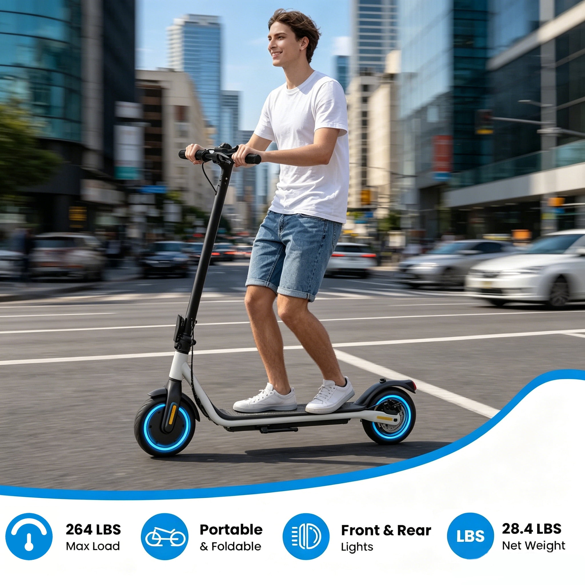 Patinete eléctrico para adultos, autonomía de 30 km, velocidad máxima de 34 km/h, patinete eléctrico urbano con control de crucero, sistema de frenado dual, patinete eléctrico de 500 W para adultos y adolescentes.