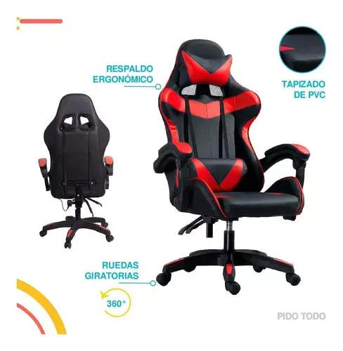 Silla De Escritorio Gamer Ergonómica Reclinable Comoda Homeo Titano TT-SGSRPBL Color Rojo Material del tapizado PVC