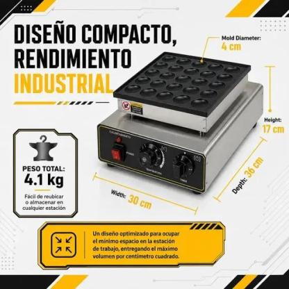 Maquina Electrica para Mini Hotcakes Gutstark 25 Piezas | Parrilla Antiadherente con Temporizador y Control de Temperatura | Ideal para Negocio Cafeteria y Casa | Acero Inoxidable 900W Mini Pancakes