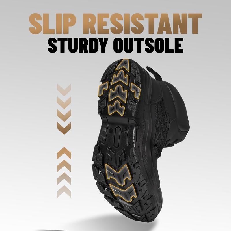 Furuian Steel Toe Boots for Men Women- Work shoes Work boots Stylish & Comfortable Safety Boots with Rotating Buckle Anti-Puncture Slip-Resistant Design Industrial Construction Puncture Proof Indestructible High Top Tactical Work Boots Summer Vibes