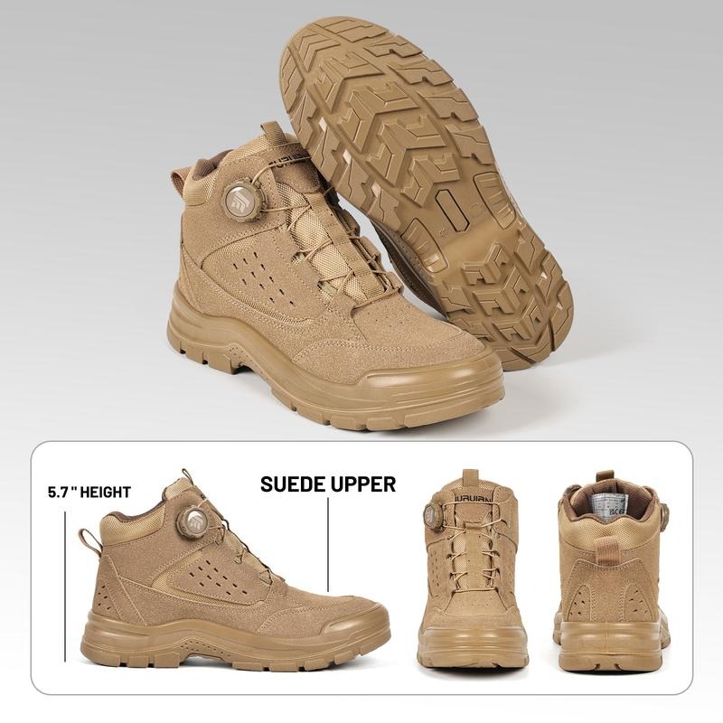 Furuian Steel Toe Boots for Men Women- Work shoes Work boots Stylish & Comfortable Safety Boots with Rotating Buckle Anti-Puncture Slip-Resistant Design Industrial Construction Puncture Proof Indestructible High Top Tactical Work Boots Summer Vibes
