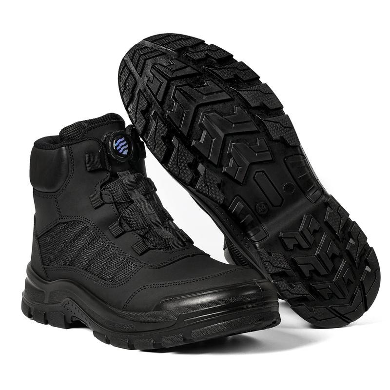Furuian Steel Toe Boots for Men Women- Work shoes Work boots Stylish & Comfortable Safety Boots with Rotating Buckle Anti-Puncture Slip-Resistant Design Industrial Construction Puncture Proof Indestructible High Top Tactical Work Boots Summer Vibes