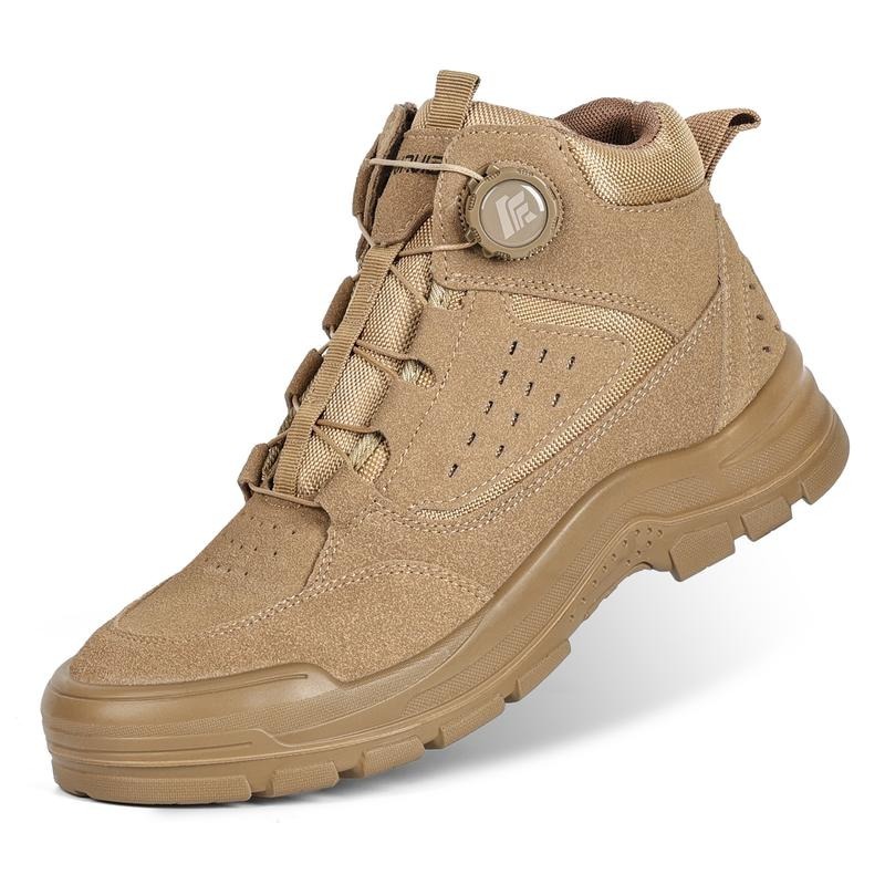 Furuian Steel Toe Boots for Men Women- Work shoes Work boots Stylish & Comfortable Safety Boots with Rotating Buckle Anti-Puncture Slip-Resistant Design Industrial Construction Puncture Proof Indestructible High Top Tactical Work Boots Summer Vibes