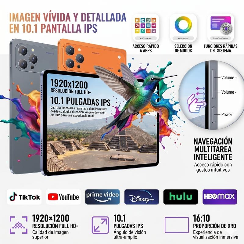 Tablet 10.1\" Android 15 Rendimiento Fluido | Octa-Core | 16GB+256GB | Pantalla HD | 10000mAh | WiFi 5G | Accesorios Incluidos