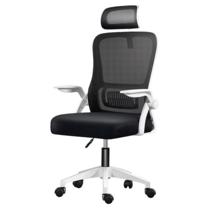 Silla de Oficina, para Gaming, Escritorio Ergonmica con Reposacabezas, Ajustable y con Soporte Lumbar Respaldo de Malla Transpirable Reposabrazos Abatibles de 90 Giratoria 360 (SF168-002)