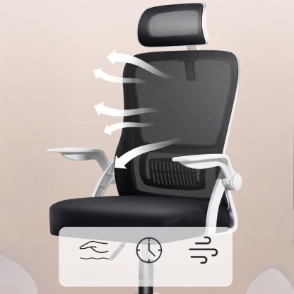 Silla de Oficina, para Gaming, Escritorio Ergonmica con Reposacabezas, Ajustable y con Soporte Lumbar Respaldo de Malla Transpirable Reposabrazos Abatibles de 90 Giratoria 360 (SF168-002)