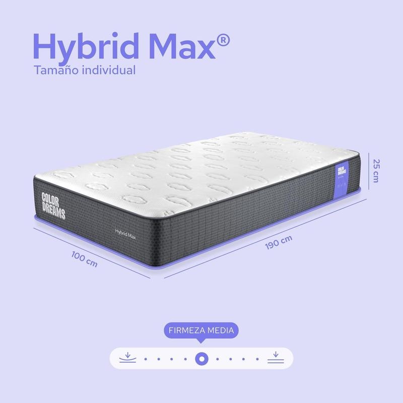Colchón Color Dreams Max Hybrid | 25 cm | Híbrido | Firmeza Media | en Caja
