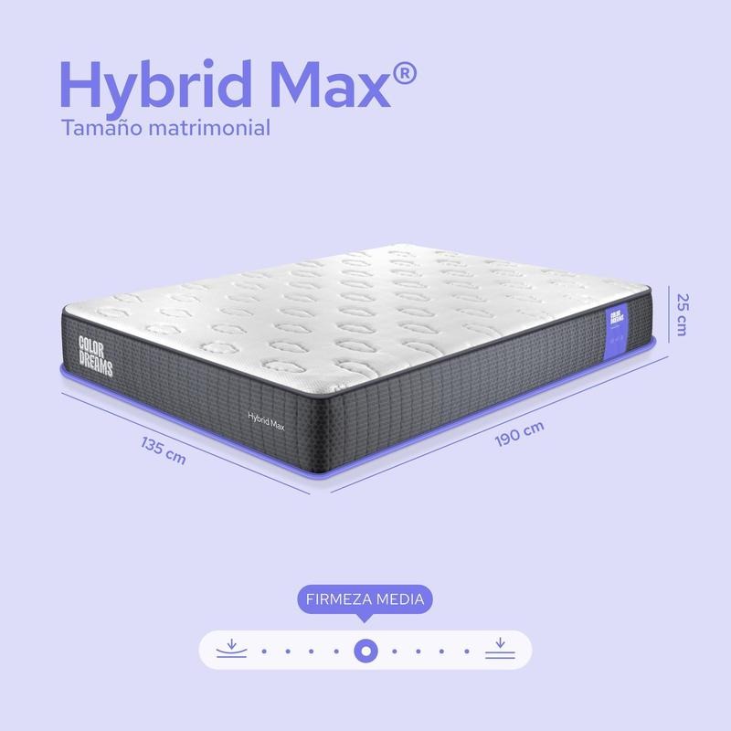 Colchón Color Dreams Max Hybrid | 25 cm | Híbrido | Firmeza Media | en Caja