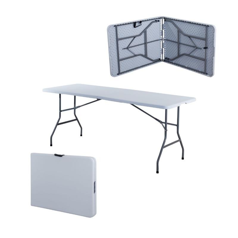 Paquete de 4 Mesas Plegables Blancas 180 cm para Eventos y Fiestas Cómodas y Prácticas