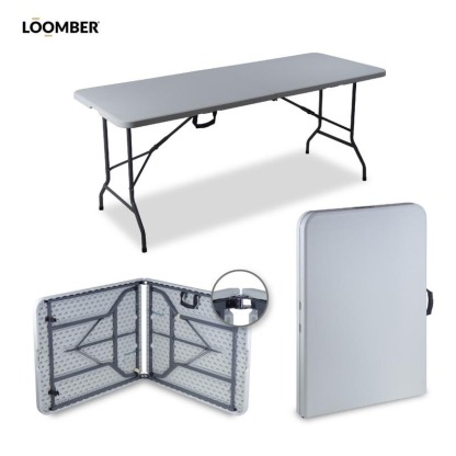 Paquete de 4 Mesas Plegables Blancas 180 cm para Eventos y Fiestas Cómodas y Prácticas