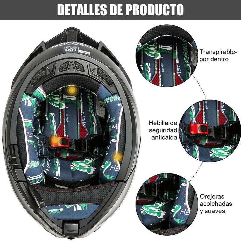 Cascos Moto Integral Abatible, con LuzLed, con Bluetooth Puede Hablar yEscuchar musica, para Mica Plata, NegroMate, Certificado Dot
