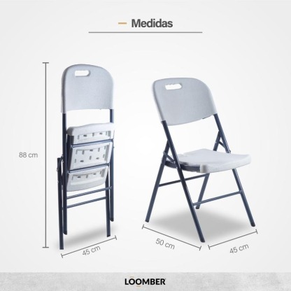 Paquete de 16 Sillas Plegables Blancas 87 cm Altura Estructura de Acero Resistente para Eventos y Hogar Capacidad 180 kg Mecanismo Rápido