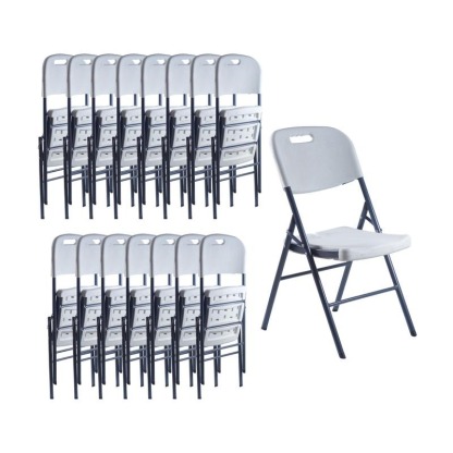 Paquete de 16 Sillas Plegables Blancas 87 cm Altura Estructura de Acero Resistente para Eventos y Hogar Capacidad 180 kg Mecanismo Rápido