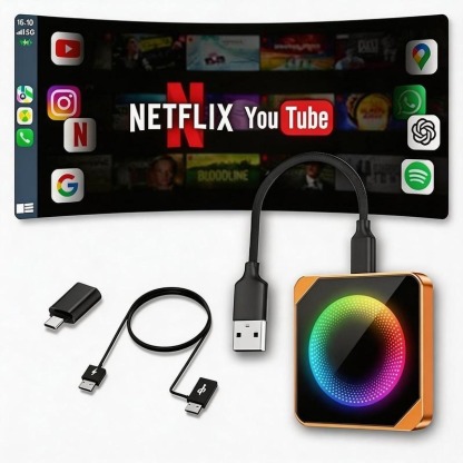 2026 Los adaptadores inalámbricos de carplay aibox admiten la aplicación Netflix / YouTube / tiktok para reproducir vídeos en la pantalla del automóvil (no admiten vehículos con carplay inalámbrico incorporado), versión avanzada 4G + 32G, funcionamiento e