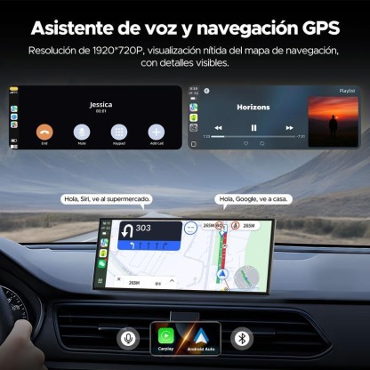 LAMTTO Pantalla Grande Inalámbrica CarPlay de 10.25” para Ver Netflix/YouTube/TikTok en Autos Antiguos & Kit de Cámara Trasera 720P Incluido, Sin Necesidad de Modificar el Auto, Funciona en Autos, Camiones y SUV de 12-24V - Hot Sale