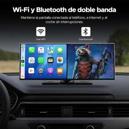LAMTTO Pantalla Grande Inalámbrica CarPlay de 10.25” para Ver Netflix/YouTube/TikTok en Autos Antiguos & Kit de Cámara Trasera 720P Incluido, Sin Necesidad de Modificar el Auto, Funciona en Autos, Camiones y SUV de 12-24V - Hot Sale