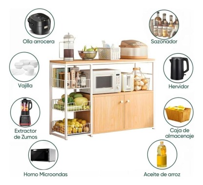 Mueble Organizador Cocina Estante Microondas Despensa Horno