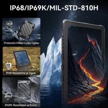 CUBOT Tablet Tab Kingkong 2, 10.95\" HD 2K Pantalla 20400mAh Batería Rugged Tableta con Soporte, 16GB RAM& 256GB ROM, IP68/IP69K Impermeable, Android 14/Doble 4G/Face ID