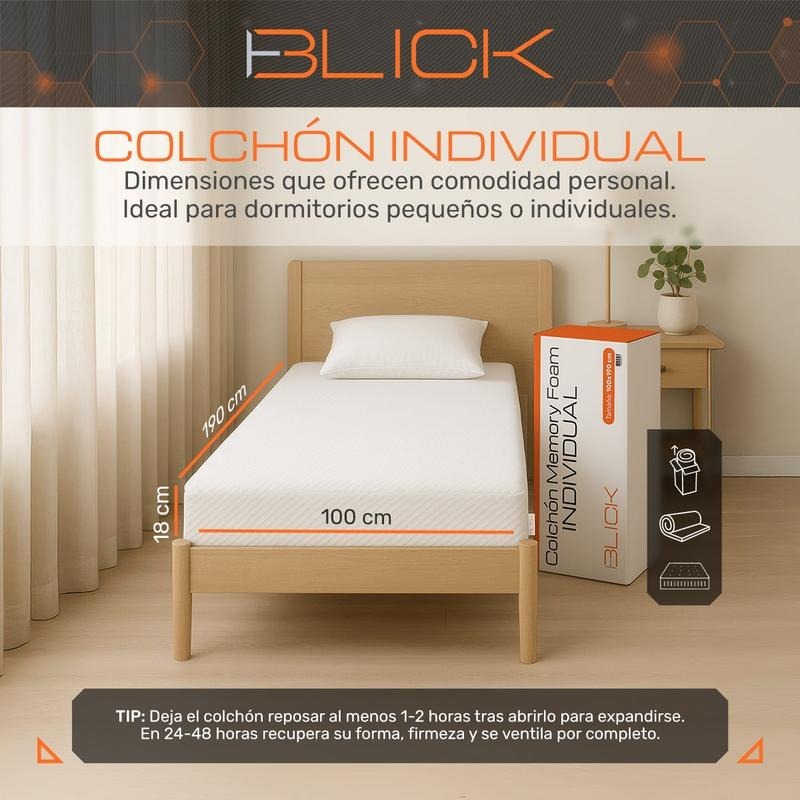 Colchón Memory Foam Blick Firme, Soporta 180 kg, Color Blanco