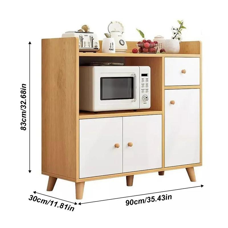 Armario de Cocina, Alta Calidad Gabinete de Almacenamiento para Cocina con Cajones y 3 Puertas, Mueble Aparador para Sala de Estar, Comedor, Oficina