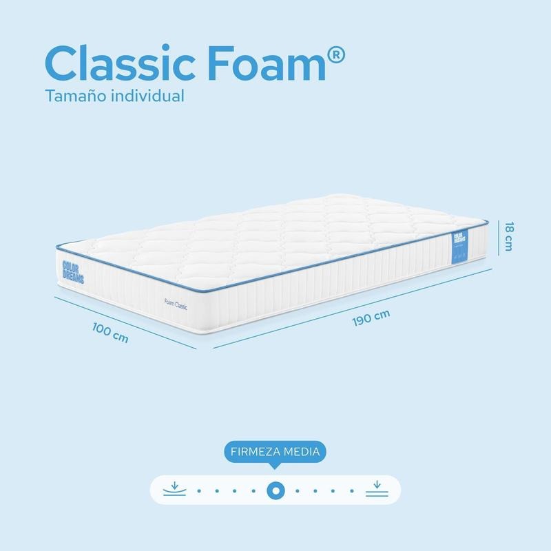 Colchón Classic Foam Color Dreams | Memory Foam | 18cm | En Caja