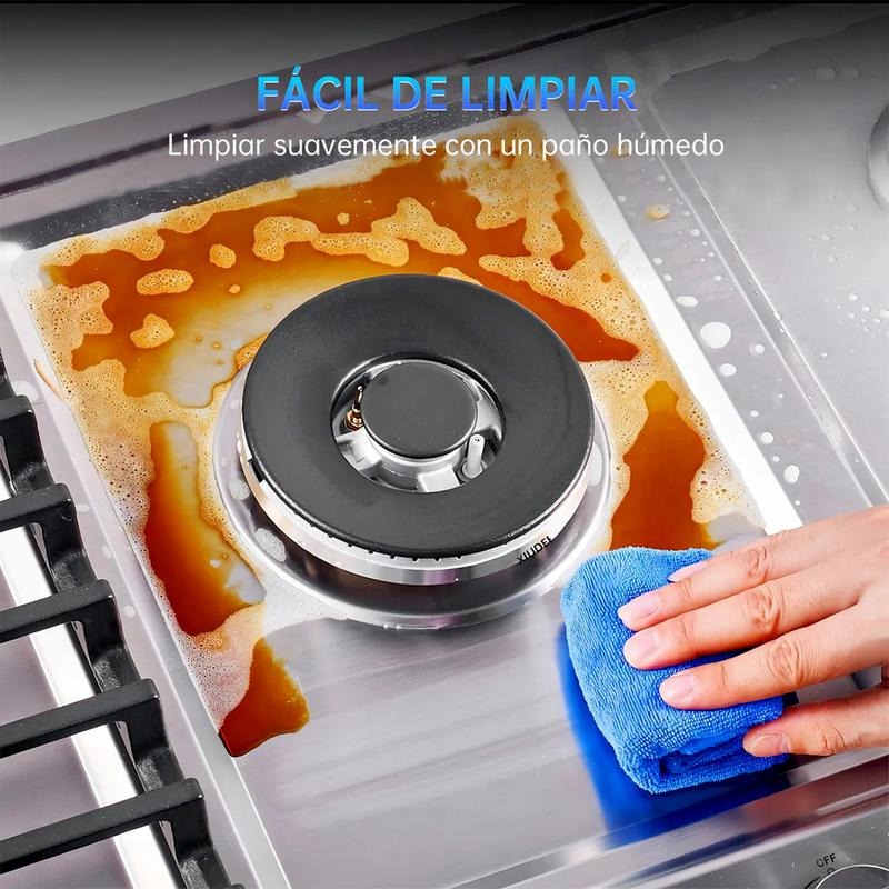 Parrilla de Gas Acero Inoxidable 5 Quemadores Empotrable Resistente Duradera Fácil de Limpiar para Cocina