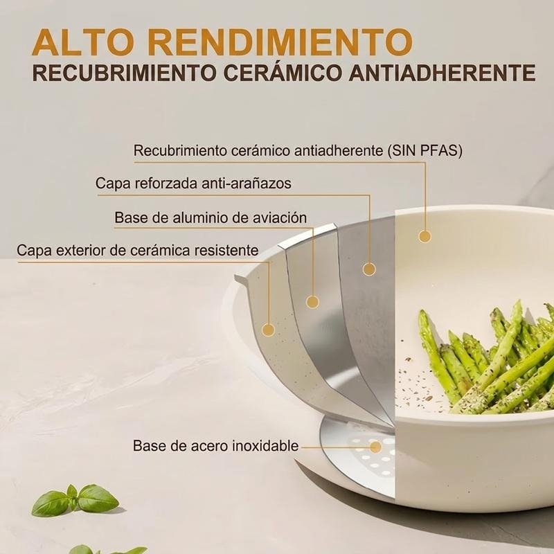 Batería De Cocina Juego De Sartenes 22 Piezas Blanco De Utensilios Antiadherentes Ollas Y Sartenes Medical Stone Con Mangos Desmontables Y Tapas De Vidrio, Compatible Con Inducción Gas Y Horno