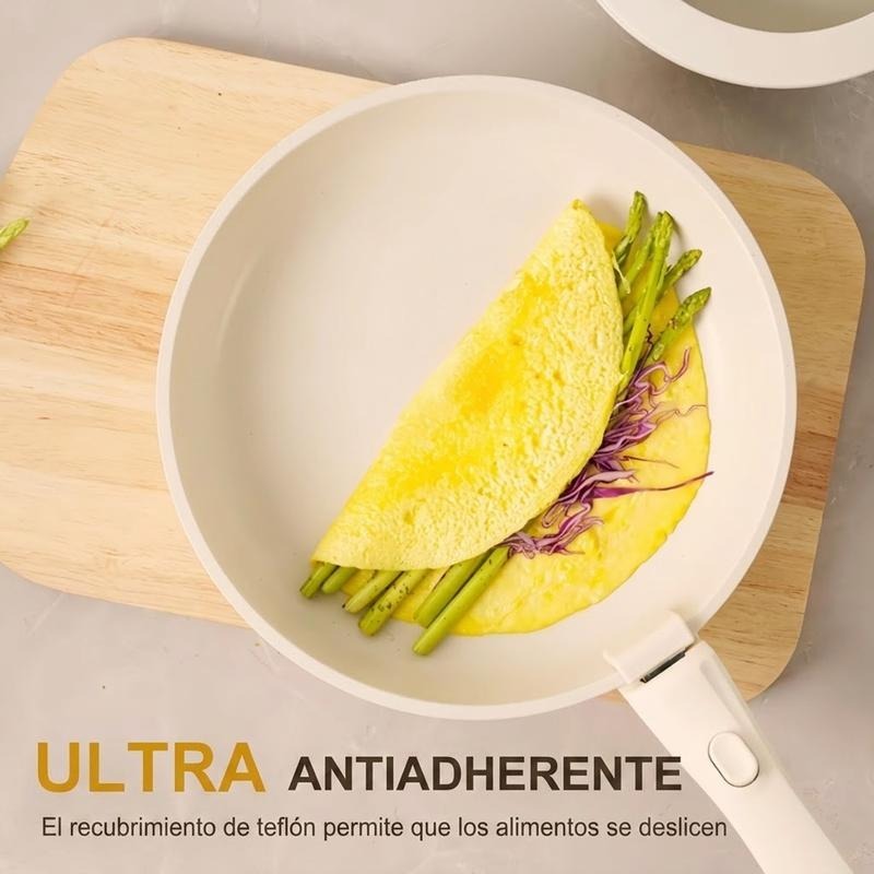 Batería De Cocina Juego De Sartenes 22 Piezas Blanco De Utensilios Antiadherentes Ollas Y Sartenes Medical Stone Con Mangos Desmontables Y Tapas De Vidrio, Compatible Con Inducción Gas Y Horno