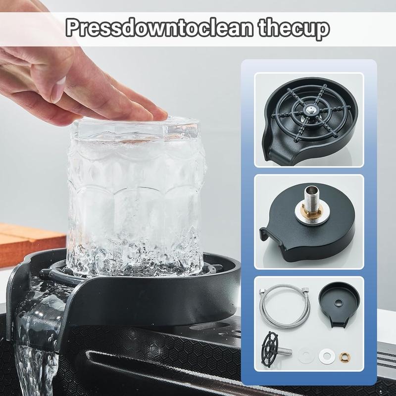 Fregadero de cocina, fregadero de acero inoxidable con cascada, fregadero moderno con dispensador y accesorios para bar, comedor y exterior (60 x 46 cm)