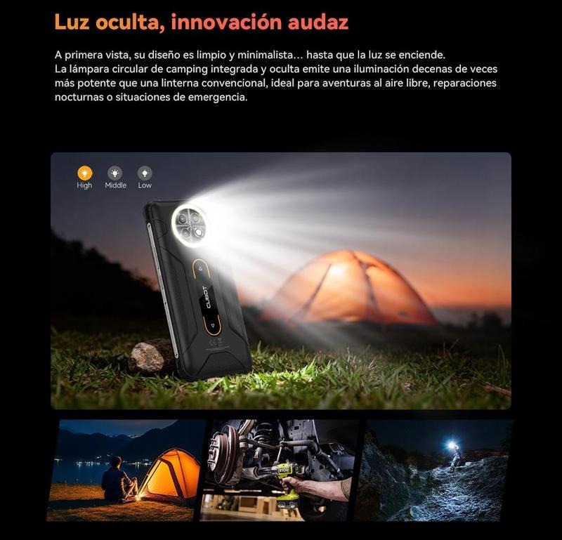 Cubot KingKong ACE5, Robusto Smartphone Android 16, 20 GB de RAM (8GB + 12GB ampliables), 256 GB de ROM, batería de 10200 mAh, pantalla de 6,745" y 120 Hz, cámara de 48MP, NFC, luz de anillo oculta. 4G móviles ofertas  A